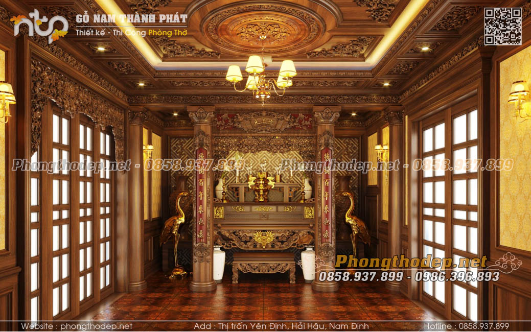 Mẫu thiết kế nội thất phòng thờ tân cổ điển